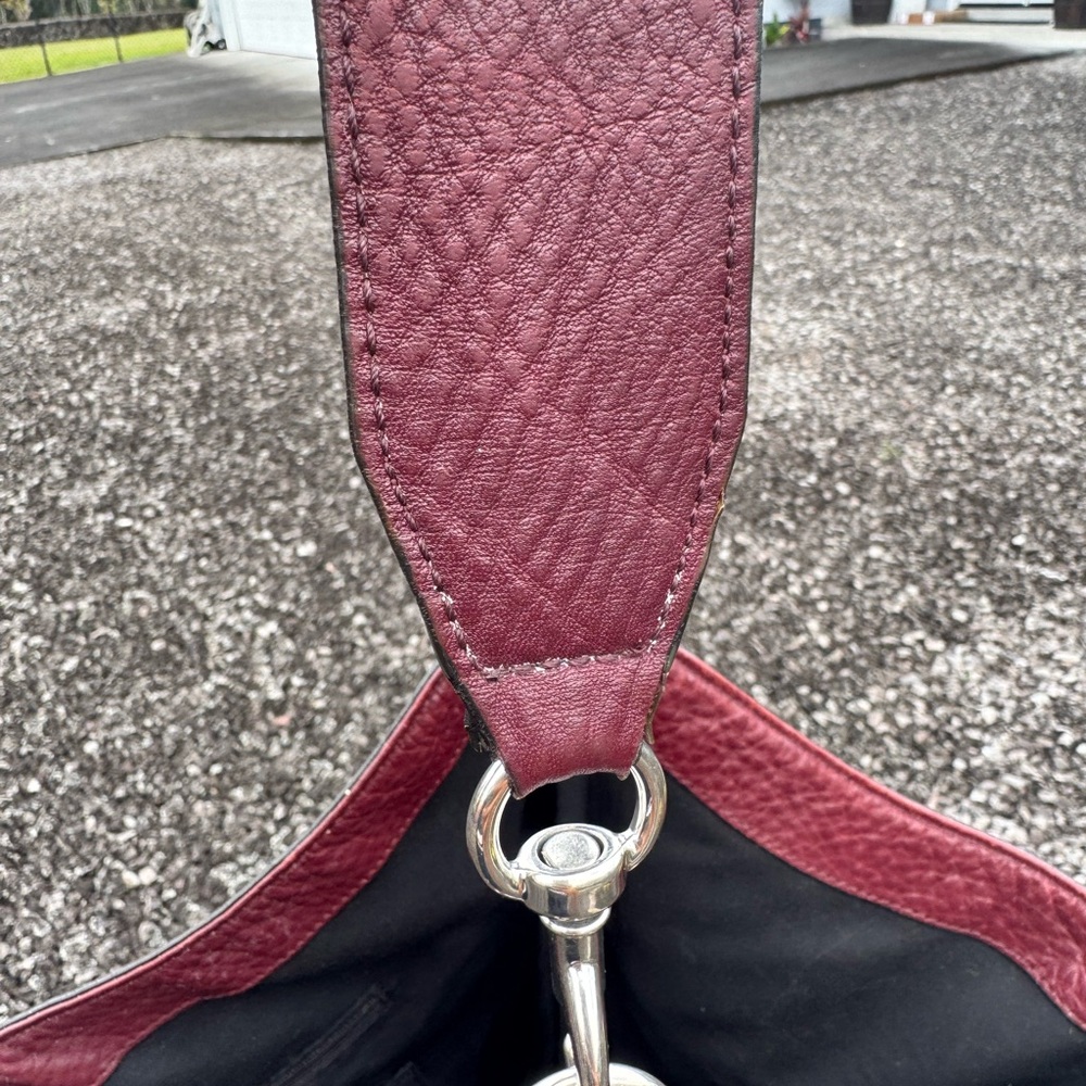 Rebecca Minkoff Burgundy Pebbled Leather Hobo Shoulder Bag - Picture 15 of 16